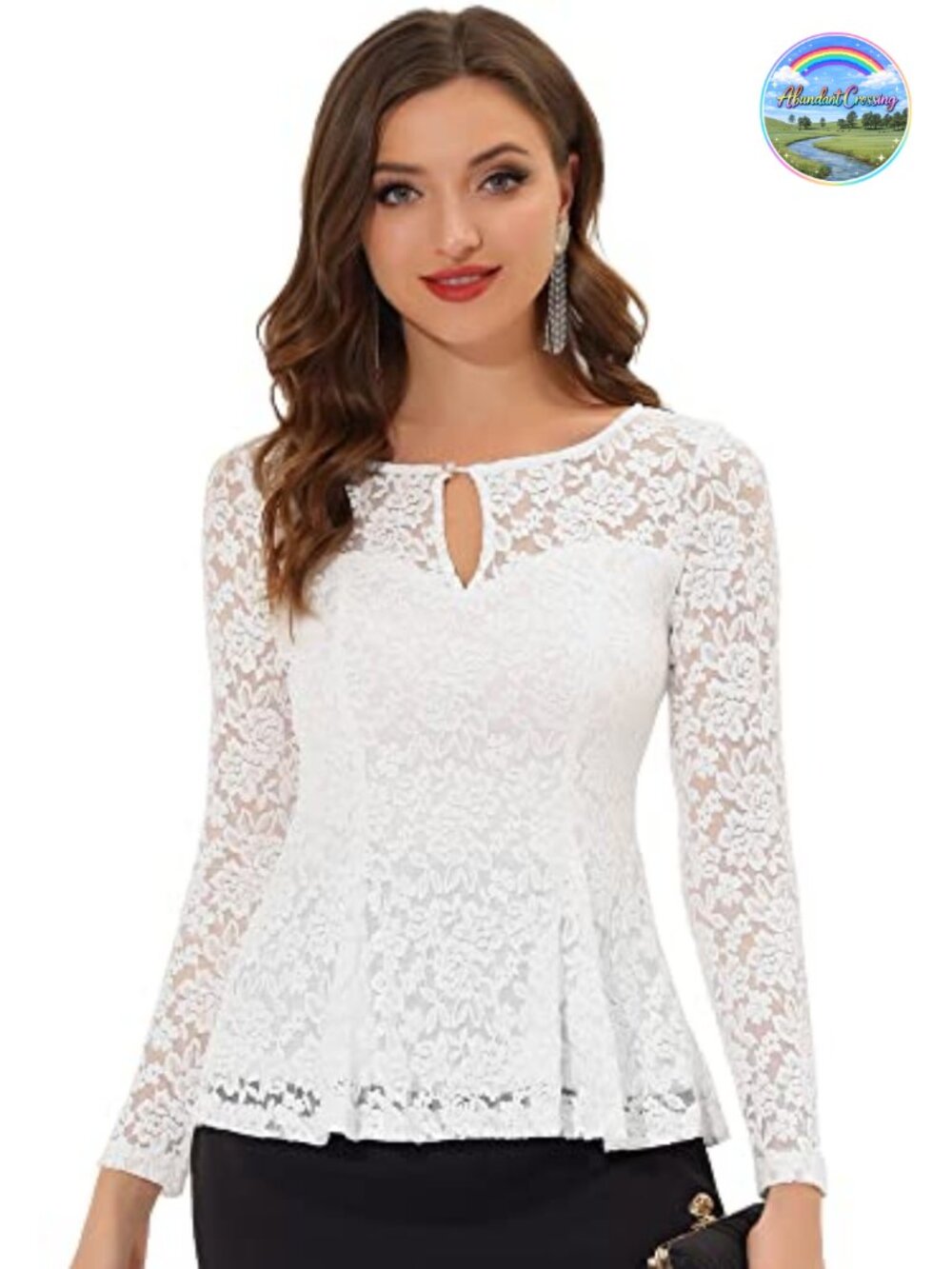 Lace Peplum Blouse Formal Wedding Guest Long Sleeve Top
